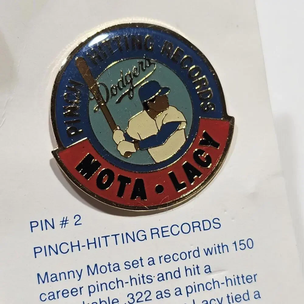Vintage Los Angeles Dodgers Unocal Hat Lapel Pin Mota & Lacy Baseball MLB LA - Picture 2 of 5